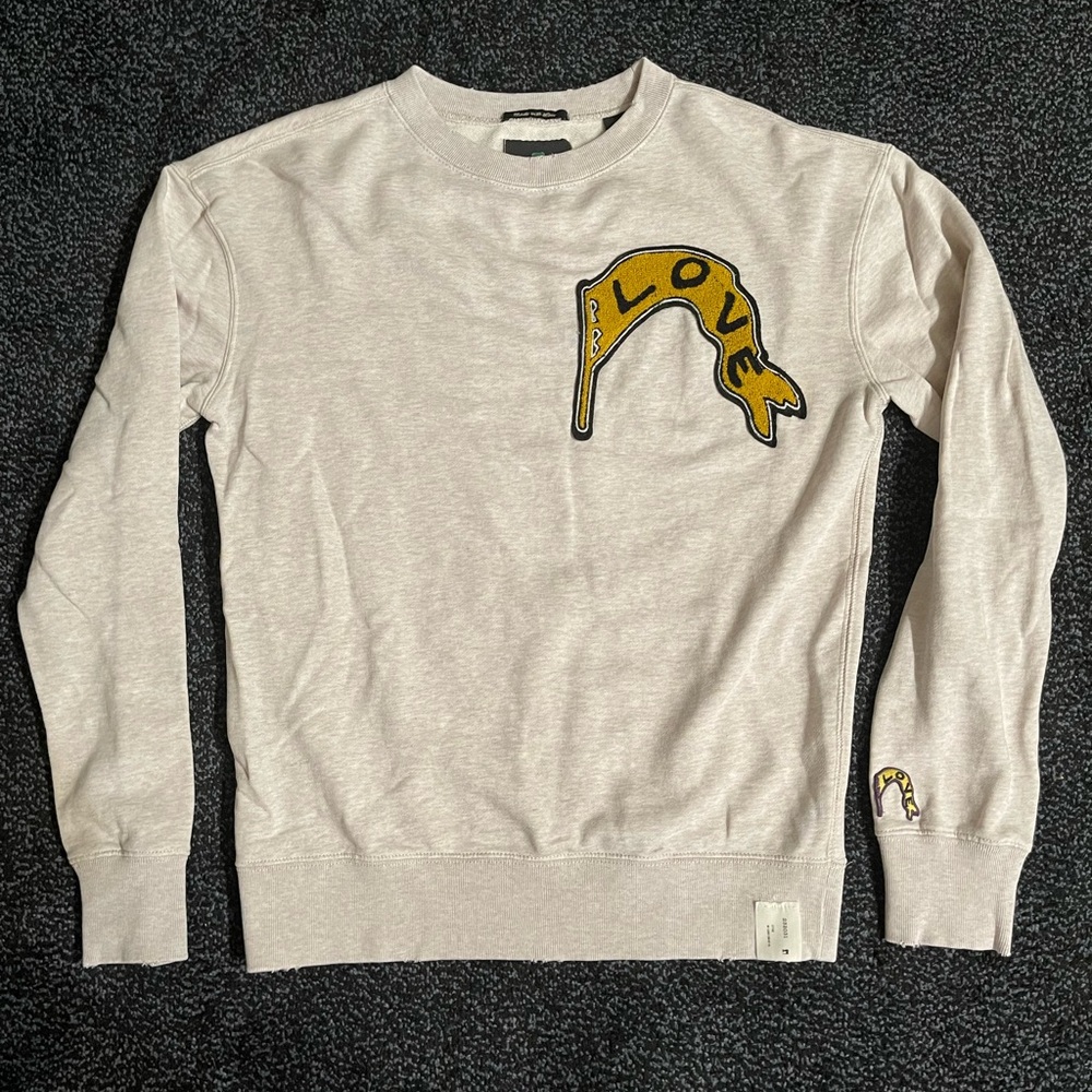 Scotch & Soda Cream Love Flag Patch Crewneck Sweater Pullover